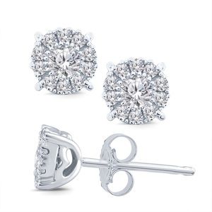 Certified natural, 1/4 Carat t.w. Diamond stud earrings, 10kt gold